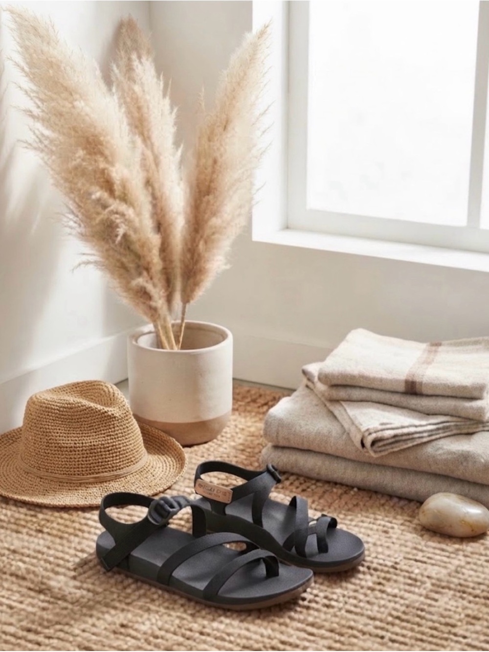 Chaco Black Strappy Toe-Loop Sandals